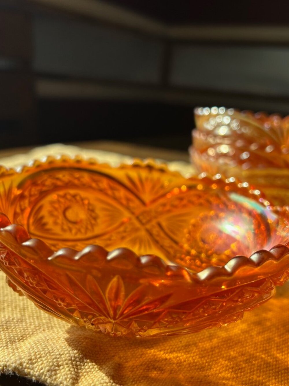 Vintage  rare Marigold Carnival Glass  iridescent  by   Imperial Glass company